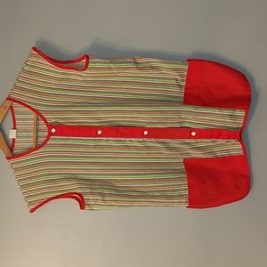 Vintage Sleeveless Shirt Smock Rainbow 80s 90s